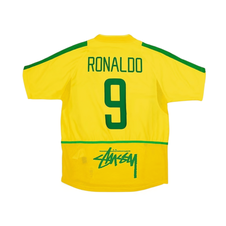 Camiseta Stussy x Brasil amarilla Ronaldo 9 retro