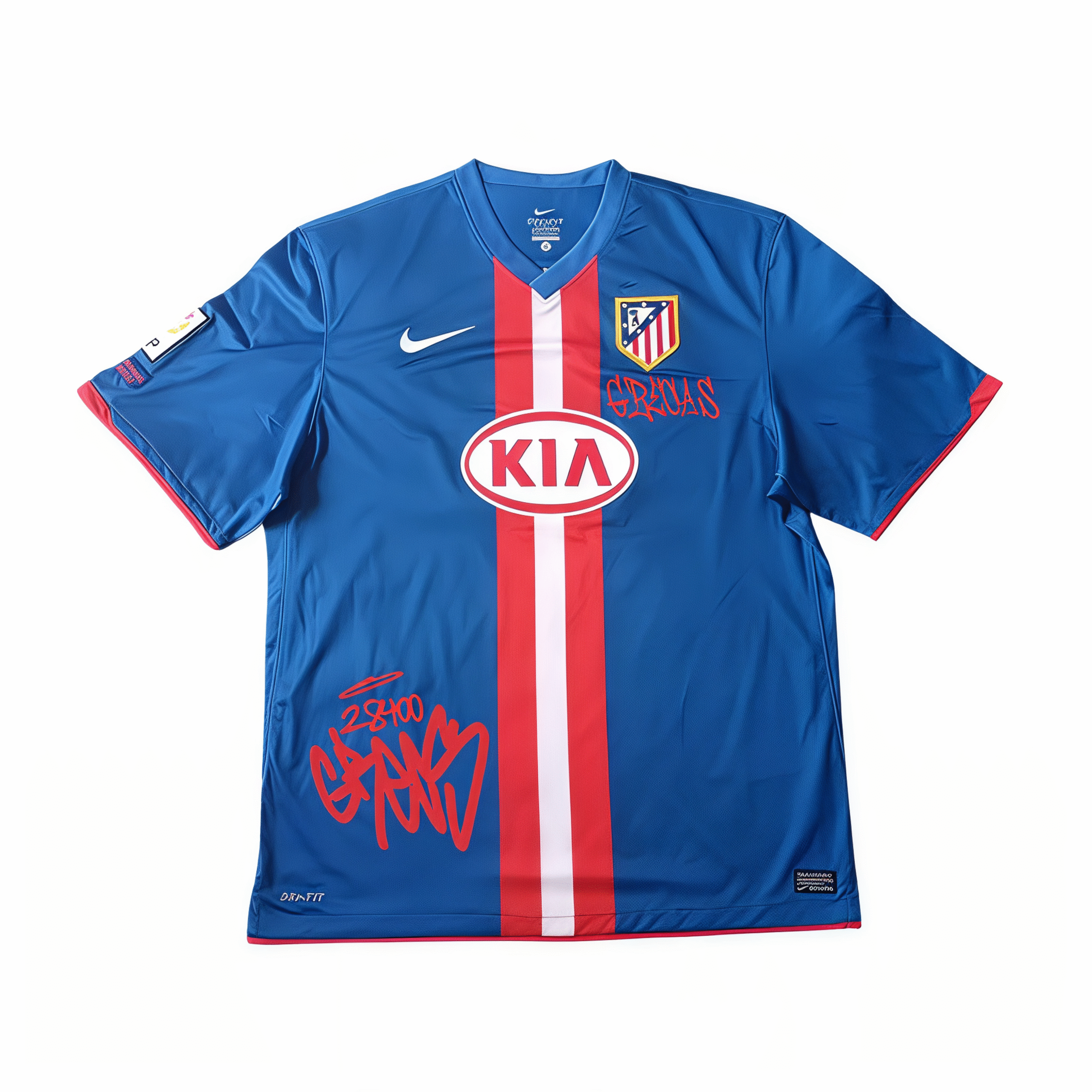 Camiseta Atlético de Madrid x Grecas azul y roja retro